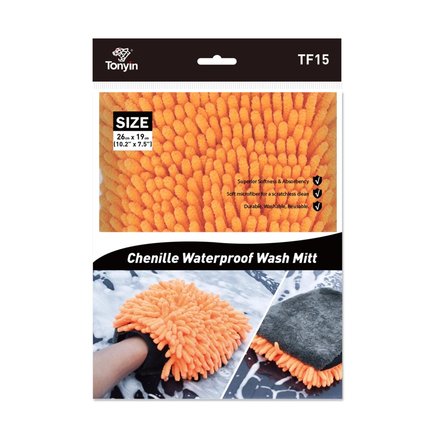 Tonyin Single Side Chenille Microfiber Wash Mitt (TF15)