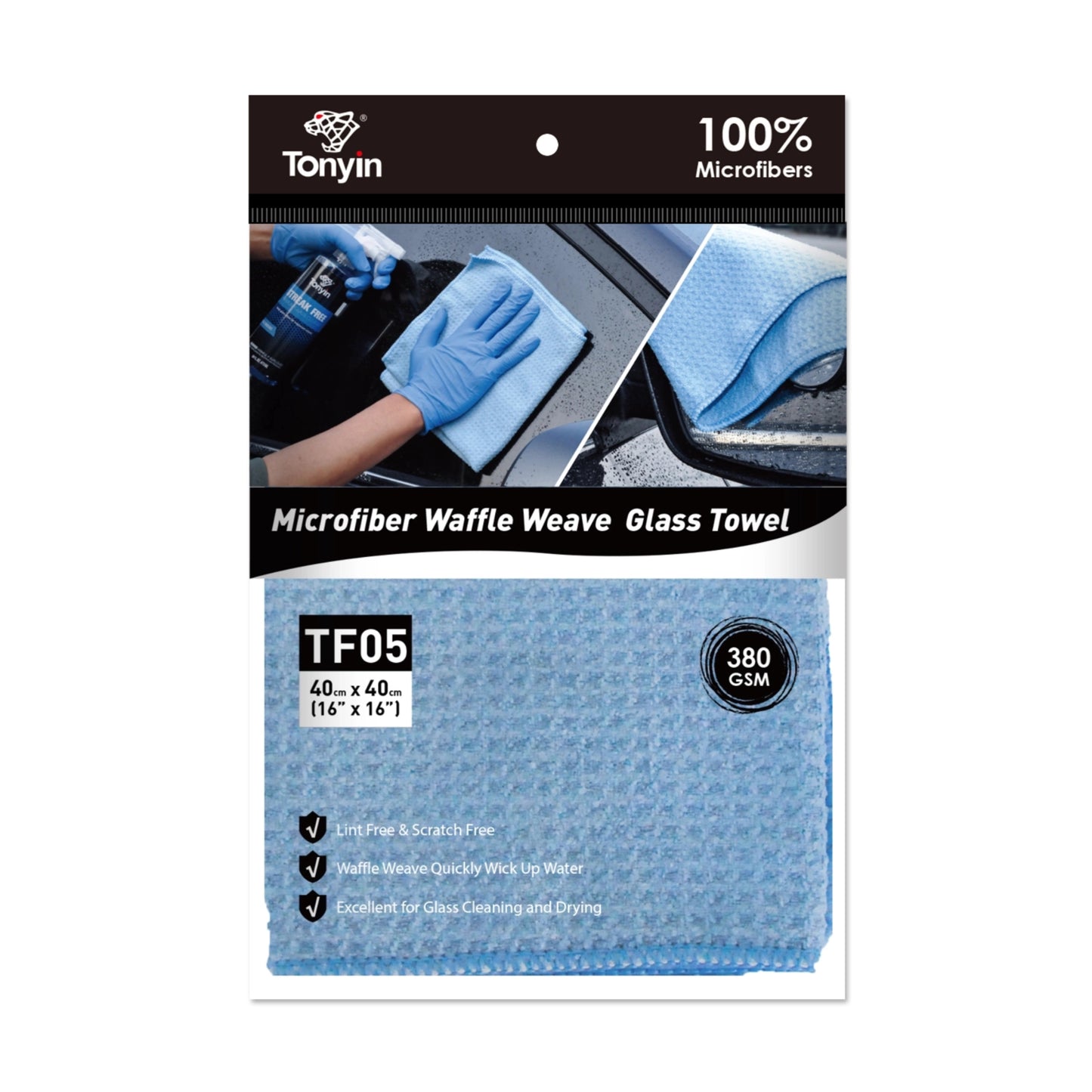 Waffle Glass Clean Towel (40x40cm 380gsm) (TF05)