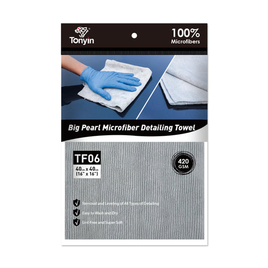 Tonyin Big Pearl Microfiber Detailing Towel 420GSM (Laser Cut, Seamless) (TF06)